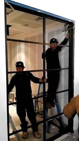 Steel and glass partition
