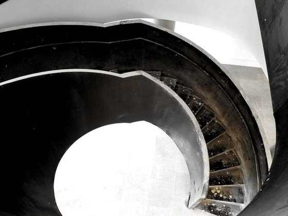 Steel plate helical stair, One curved ribbon of plate