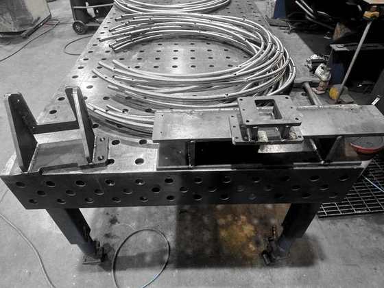 Rolled rings and brackets on the table