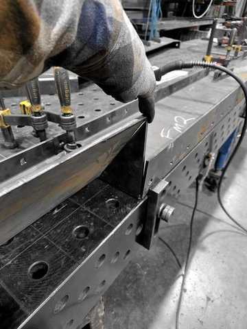 Clamping a gusset for fit-up