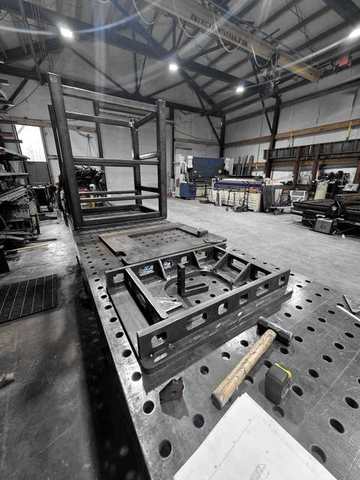 Frame clamped up on the fixture table