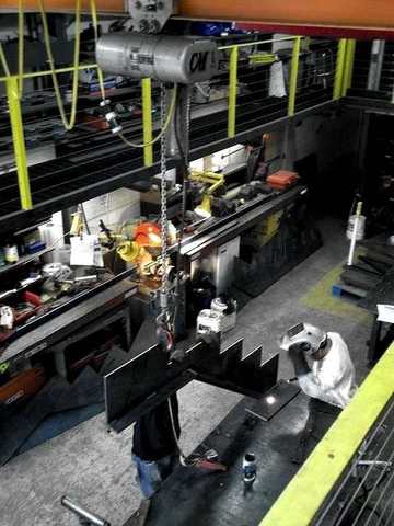 Welding a stair in the shop