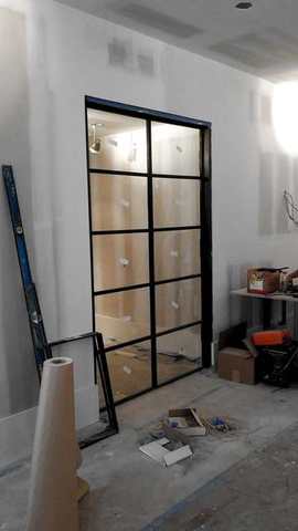 Black steel divided-light glass doors