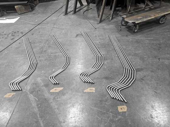 Matched bent tubes, tagged and laid out